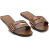 Mango Leather Sticth Detail Cut Out Sandals In Brown