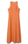Mango Flared Midi-dress Salmon In Orange