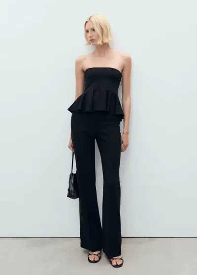Mango Peplum Bandeau Top Black