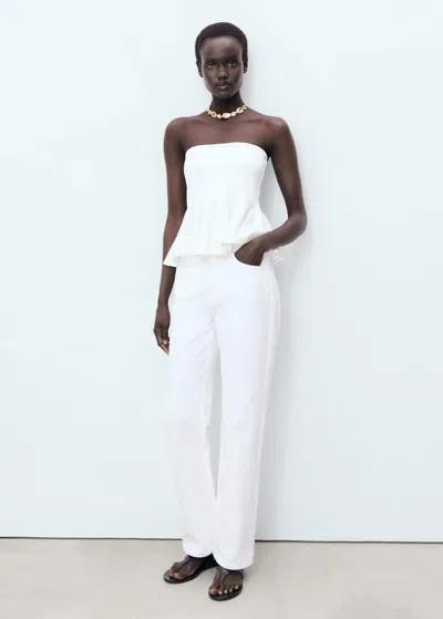 Mango Peplum Bandeau Top White