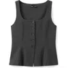 Mango Peplum Buttoned Vest In Gray
