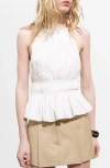 Mango Peplum Cotton Halter Top In White