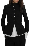 Mango Peplum Jacket In Black