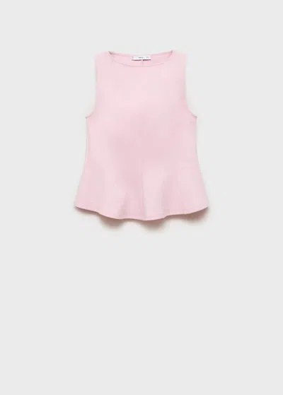 Mango Peplum Top With Seam Detail Pastel Pink