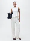 Mango Peplum Top With Seam Detail White