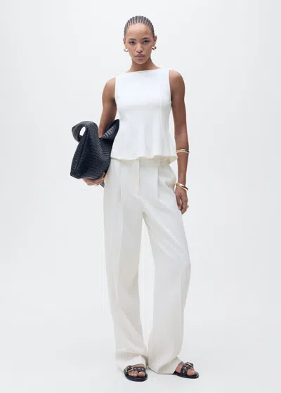 MANGO HAUT PÉPLUM DÉTAILS COUTURES BLANC - FEMME - S - MANGO