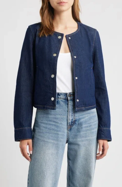 Mango Peppa Crop Denim Jacket In Blue