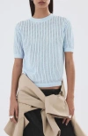 Mango Pera Open Stitch Crewneck Sweater In Blue