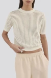 Mango Pera Open Stitch Crewneck Sweater In Neutral