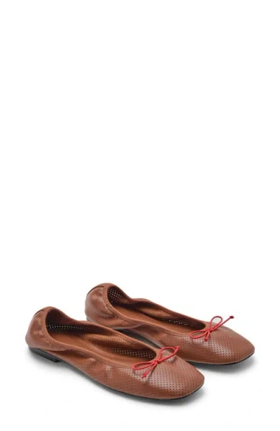 Mango Perforated Ballet Flat In Brown