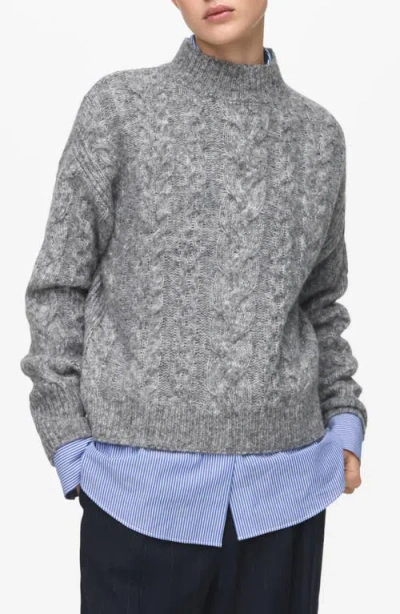 Mango Perkins Cable Stitch Sweater In Gray
