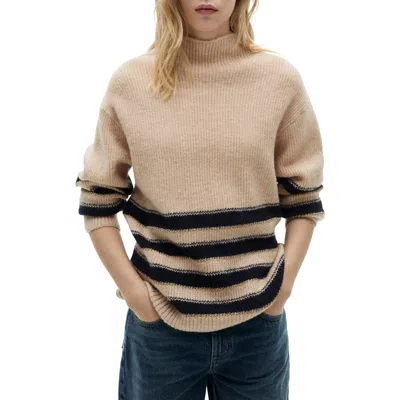 Mango Perkins Collar Stripe Sweater In Ecru