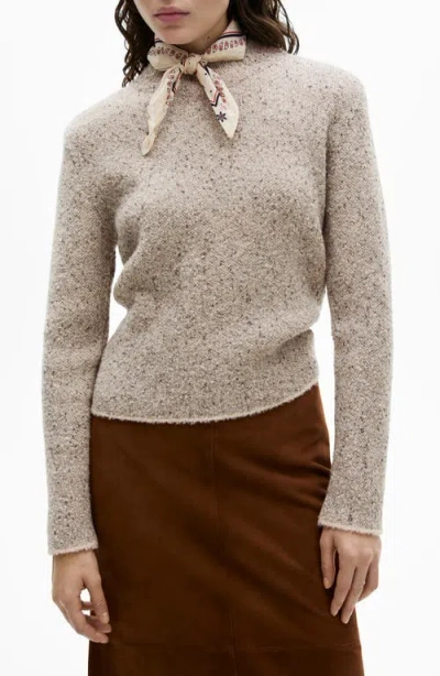 Mango Perkins Donegal Mock Neck Sweater In Gray