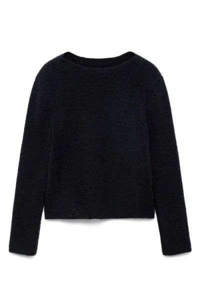 Mango Perkins Funnel Neck Sweater In Dark Navy