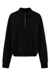 Mango Perkins Half Placket Sweater In Black