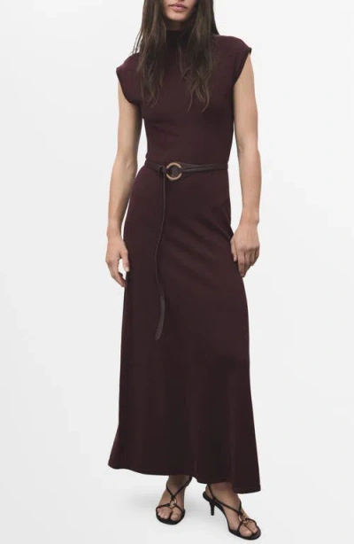 Mango Perkins Maxi Sweater Dress In Burgundy