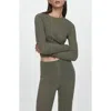 Mango Perkins Metallic Sweater In Khaki Green