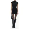 Mango Perkins Mock Neck Knit Minidress In Black