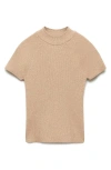 Mango Perkins Mock Neck Rib Sweater In Light/pastel Grey