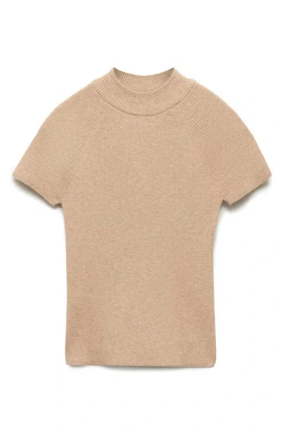 Mango Perkins Mock Neck Rib Sweater In Light/pastel Grey