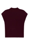 Mango Perkins Mock Neck Short Sleeve Sweater In Maroon