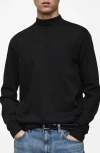 Mango Perkins Mock Neck Stretch Cotton Top In Black