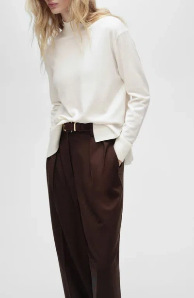 Mango Perkins Mock Neck Sweater In Ecru