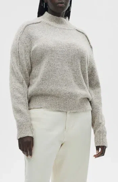 Mango Perkins Mock Neck Sweater In Gray