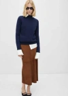 Mango 100% Cashmere Sweater With Perkins Neck In Dark Navy