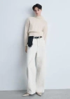 Mango Perkins-neck Braided Sweater Ecru In Ecru