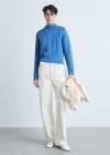 Mango Perkins-neck Braided Sweater Vibrant Blue