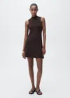 Mango Perkins-neck Knitted Dress Chocolate