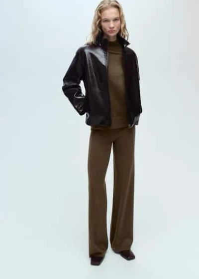 Mango Perkins Neck Knitted Sweater Khaki