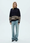 Mango Perkins-neck Striped Sweater Dark Navy In Dark Navy