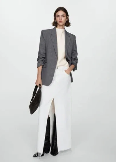 Mango High Collar Sweater Ecru