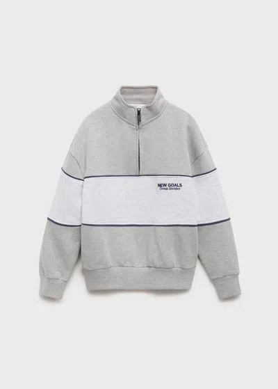Mango Sweat-shirt Col Montant Gris Chiné Moyen - Enfants - 5-6 Ans -  Kids In Gray