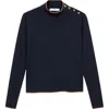 Mango Perkins Stripe Mock Neck Sweater In Blue