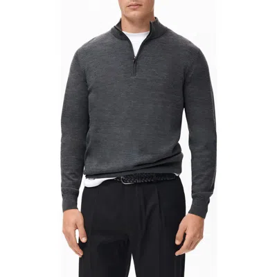MANGO MANGO PERKINS WOOL QUARTER ZIP SWEATER