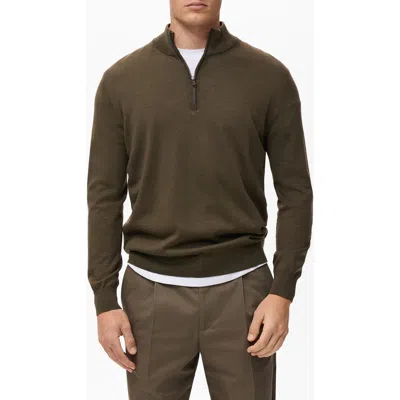 MANGO MANGO PERKINS WOOL QUARTER ZIP SWEATER