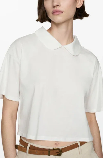 Mango Peter Pan Collar Top In Off White