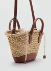 Mango Petit Panier Anse Double Fibre Naturelle Marron Moyen - Femme - Taille Unique -