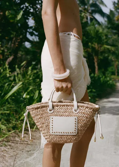 Mango Small Double Handle Natural Fiber Bag Off White