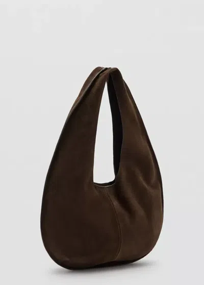 Mango Petit Sac En Croûte De Cuir In Brown