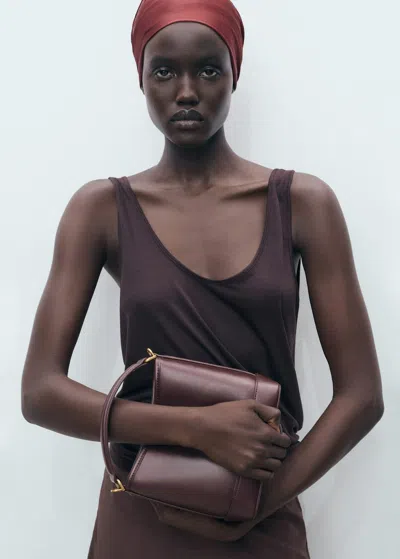 Mango Small Bucket Bag Burgundy