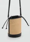 Mango Petit Sac Seau Effet Raphia Noir - Femme - Taille Unique -