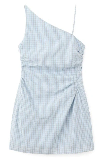 Mango Phoebe One Shoulder Minidress In Blue