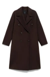 Mango Picarol Double Breasted Wool Blend Coat In Brown
