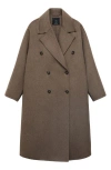 Mango Picarol Double Breasted Wool Blend Coat In Brown