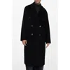 Mango Picarol Oversize Double Breasted Wool Blend Coat In Black