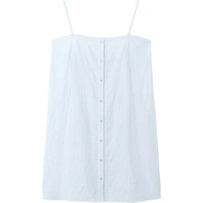 Mango Picot Stretch Cotton Nightgown In Blue